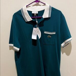 Lacoste Teal Polo with White Trim